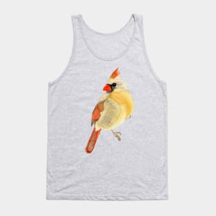 FEMALE CARDINAL - Yellow, Red, & Orange Watercolor Design Tank Top